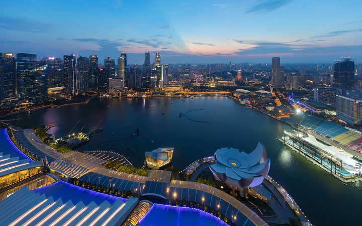 Singapore skyline at dusk